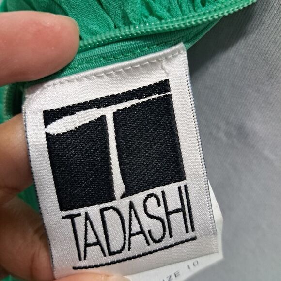 Vintage Tadashi Silk Embellished Sequins Y2k Glam Party Maxi Dress Sz 8 Green - Picture 5 of 13